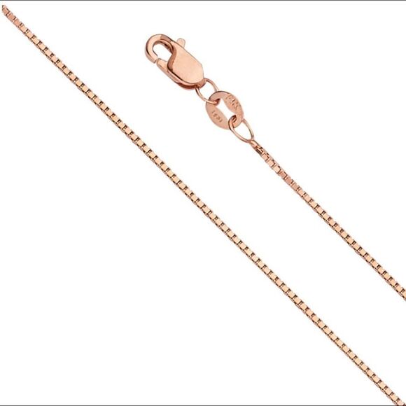 14k solid rose gold box chain Necklace | Real Gold Box chain necklace | 20” - Picture 2 of 6